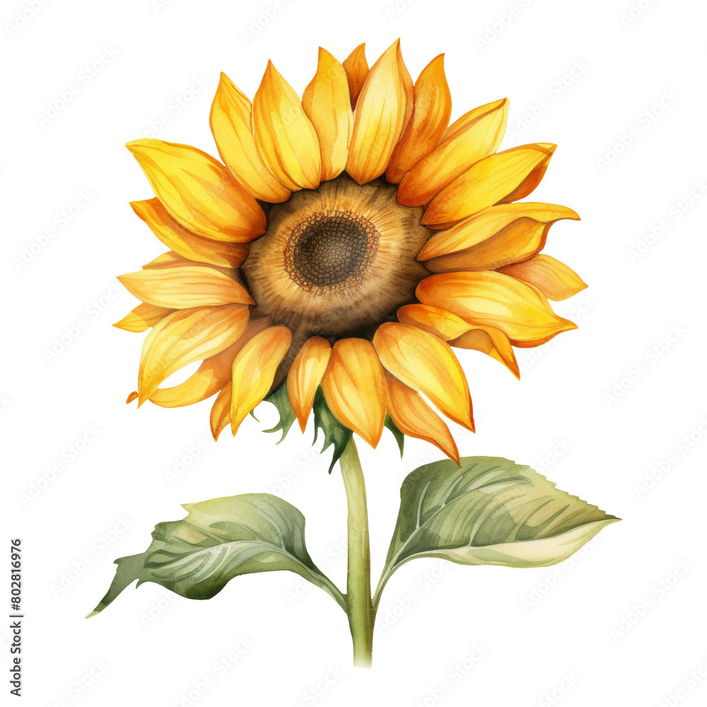 Fototapeta premium Sunflower Isolated Detailed Watercolor Hand Drawn Painting Illustration