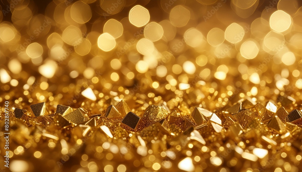 Opulent Shine: Macro Shot of Golden Glittering Texture