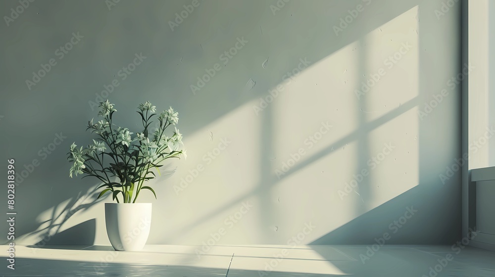 White vase with flowers on the windowsill, Generative AI illustrations. White vase with flowers on the windowsill, Generative AI illustrations.