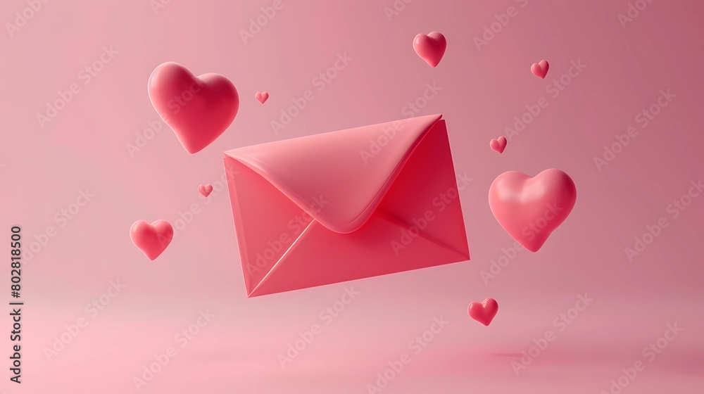 Valentine's day background with envelope and hearts, Generative AI illustrations.