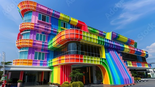 Colorful building,  Generative AI iluustrations. photo