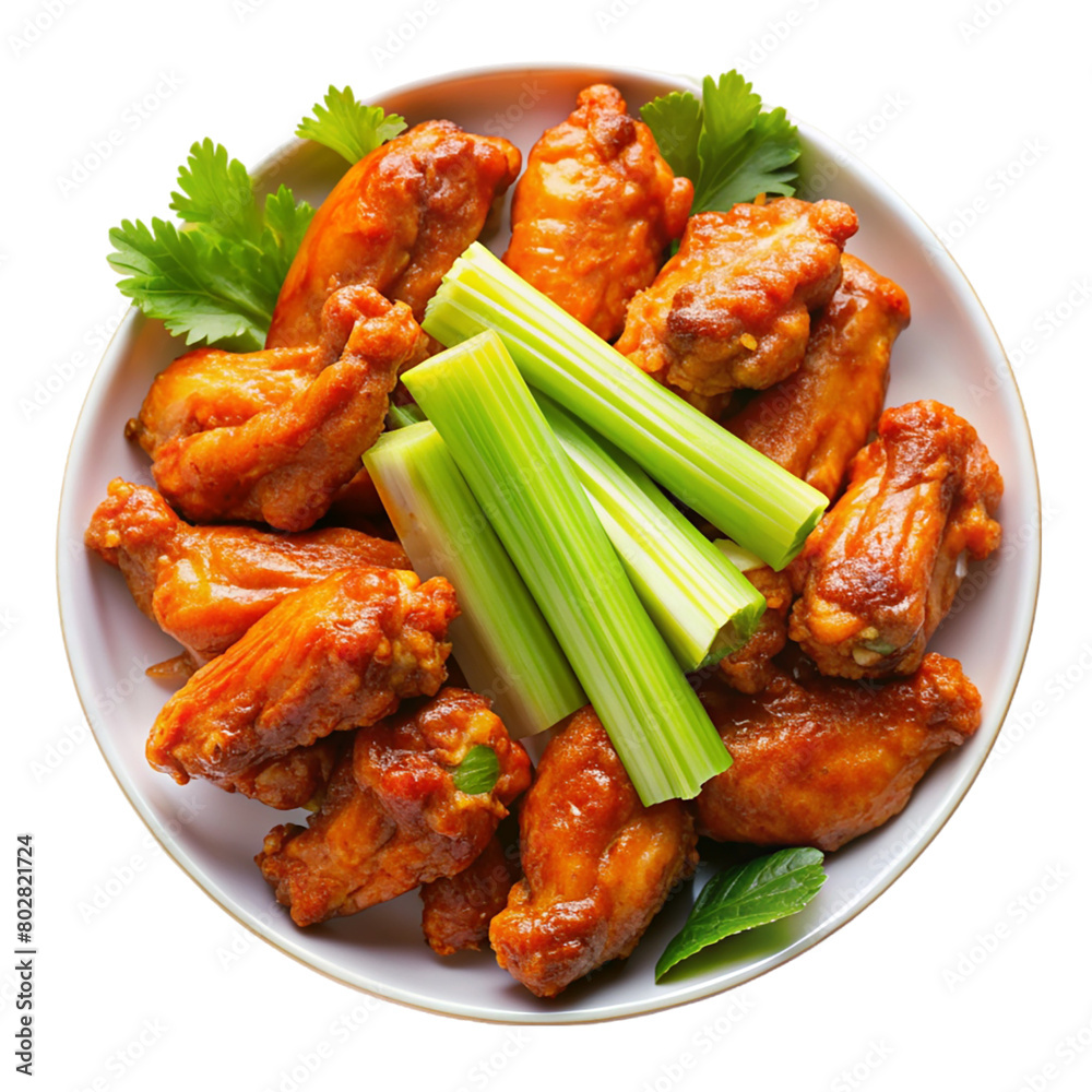 Chicken wings on plate isolated on transparent background. Chicken wings on plate isolated on transparent background.
