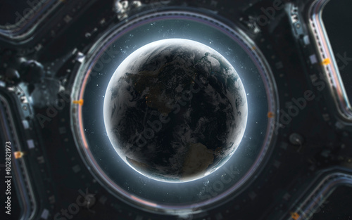 3D illustration of Earth planet. High quality digital space art in 5K - realistic visualization (ID: 802821973)