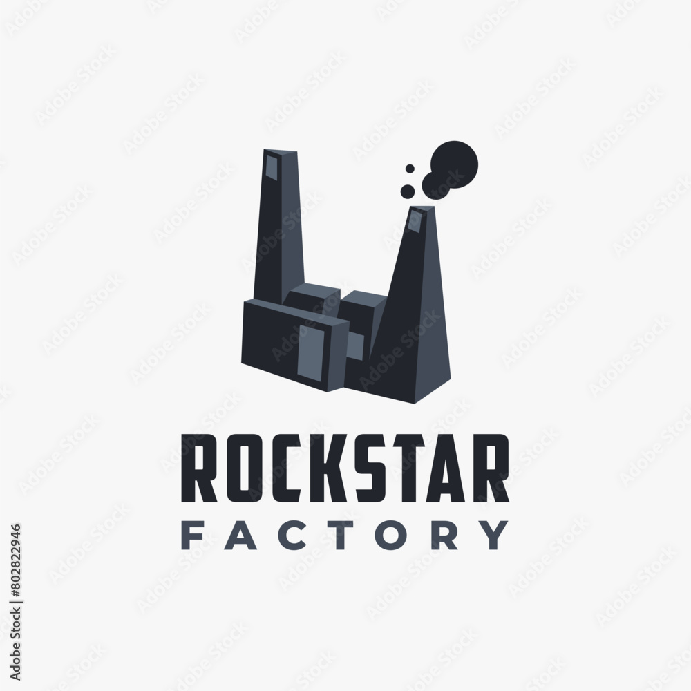 Abstract rock hand factory logo icon vector template on white background Abstract rock hand factory logo icon vector template on white background