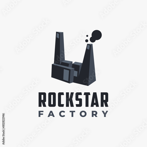 Abstract rock hand factory logo icon vector template on white background