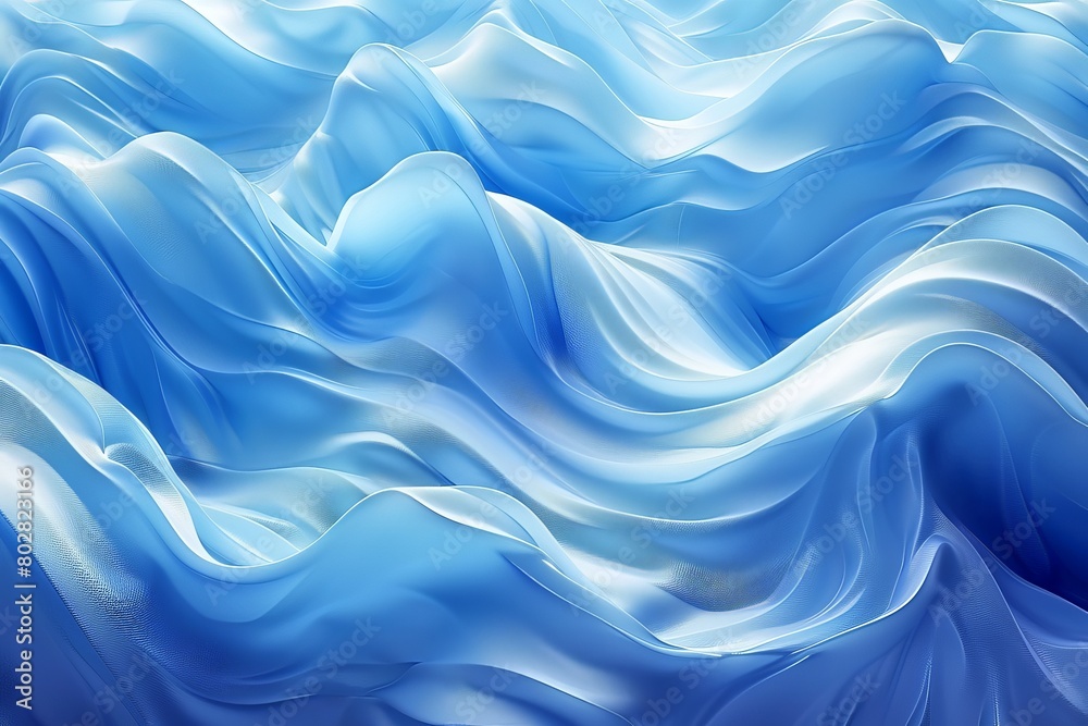 Serene Blue Satin Fabric Flowing in Gentle Waves Serene Blue Satin Fabric Flowing in Gentle Waves