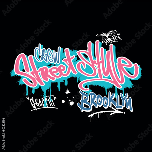 Brooklyn street crew, Street style graffiti print illustration