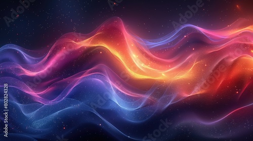 Dark abstract curve and wavy background with gradient and color  Glowing waves in a dark background