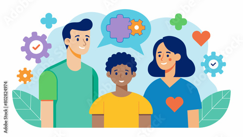 A peer mentoring program where neurodivergent adults offer guidance and support to younger individuals with similar conditions.. Vector illustration