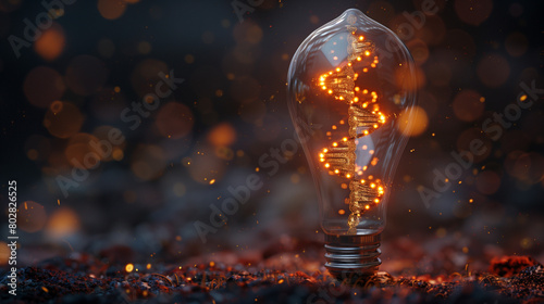 light bulb with DNA glowing inside