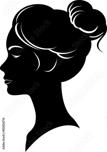 Woman profile head silhouette icon in black color. Vector template design. © StocknPicture