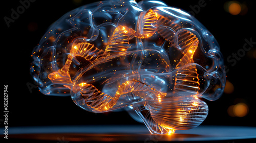 human brain with DNA glowin...