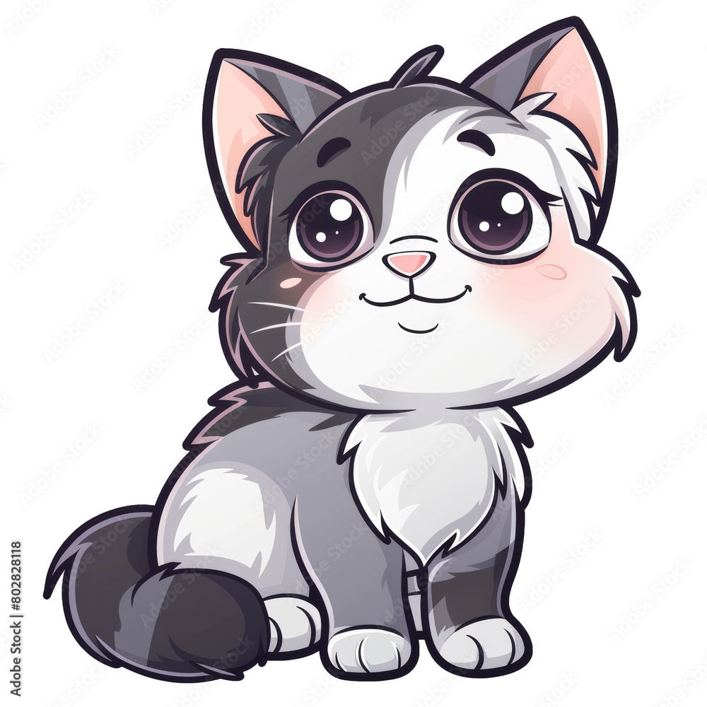 2D Vector illustration of a cat cartoon.