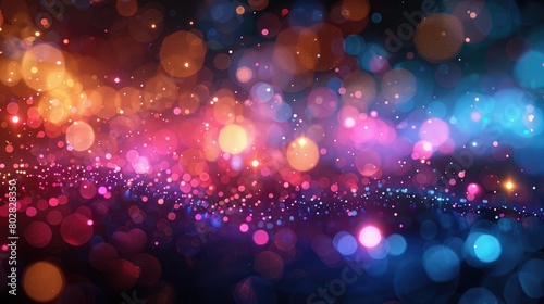 A mesmerizing abstract background of colorful bokeh lights, creating a festive and vibrant atmosphere suitable for celebrations and decorations.