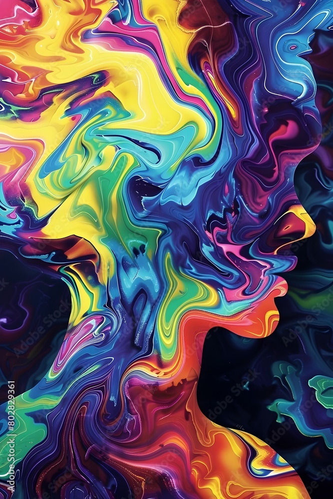 Vibrant Swirling Silhouette Symbolizing the Complexity of Human Emotions