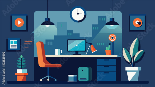 A separate area of the office designed for employees with sensory processing disorders equipped with noisecanceling technology and dim lighting to. Vector illustration