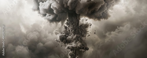 Dramatic depiction of massive nuclear fallout cloud in a dynamic abstract design photo