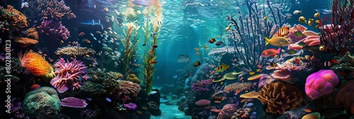 a colorful array of fish swim among the vibrant coral reef  including orange  yellow  blue  white 