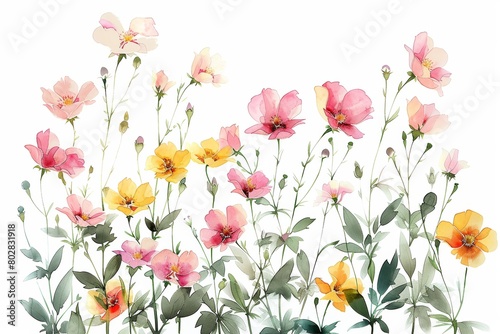 Wallpaper Mural A whimsical and airy watercolor painting capturing the delicate beauty of wildflowers in a sunlit meadow. Torontodigital.ca