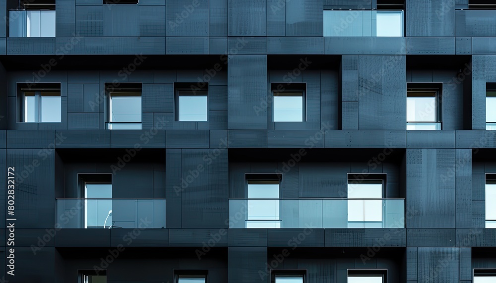 Obraz premium Black steel Facade Modern Building Exterior Architecture details
