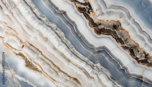 Random Part Onyx Blue Crystal Marble Texture with White Colors Waves, Polished Quartz Stone Background