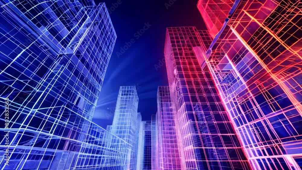 3d wireframe of intricate modern buildings 3d wireframe of intricate modern buildings