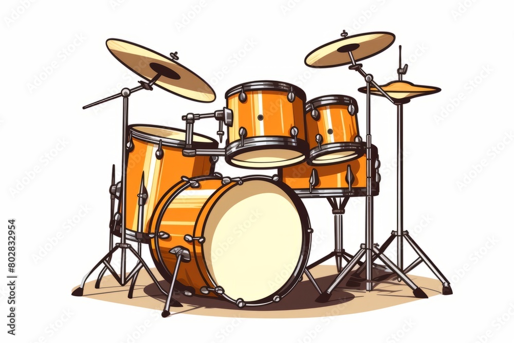Drawing of a Drum Set on a White Background Drawing of a Drum Set on a White Background