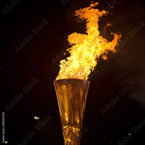 The Olympic torch burns, igniting the flame of passion and competitive spirit at the world's most important sporting event.