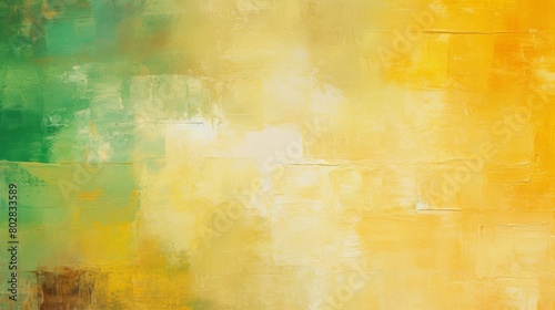 Abstract golden yellow green art painting texture, with oil brush strokes on canvas, with square overlapping layers