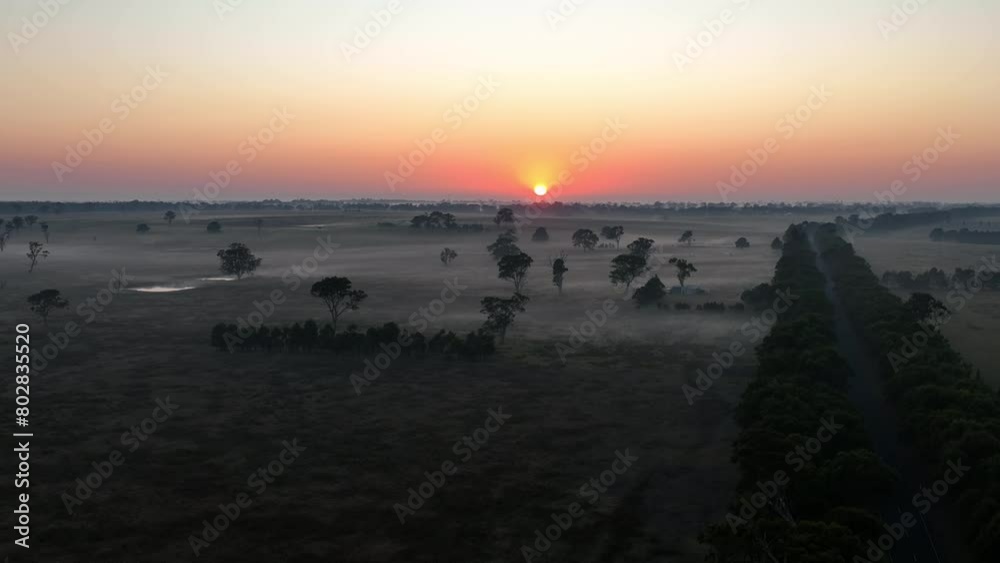 Sunset on a foggy morning in Lakes Entrance Sunset on a foggy morning in Lakes Entrance