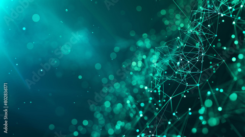 Abstract blue green technology cyber network grid and connected particles background © HappyTime 17