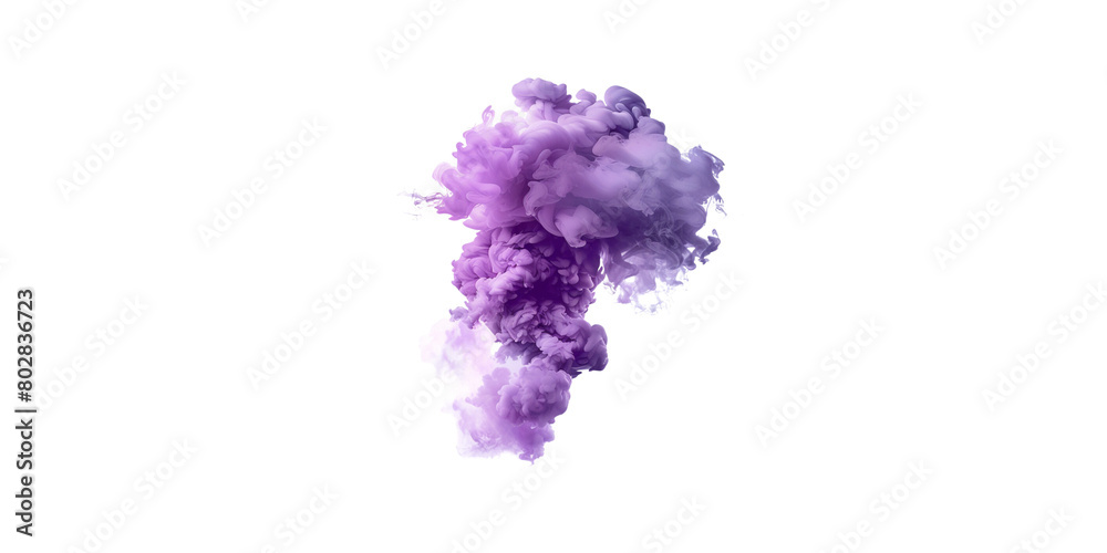 Fototapeta premium A purple smoke cloud in the style of png, isolated on a white background