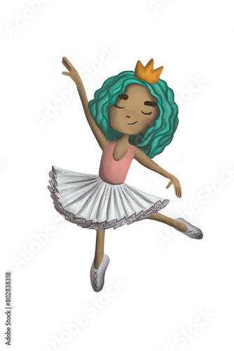 girl ballet dancer on a crown with colorful hair