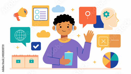 A multisensory language learning program for students with auditory processing disorder incorporating visual aids gestures and speech.. Vector illustration