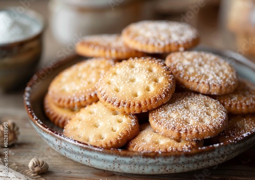 Plate of cookies with sugar.