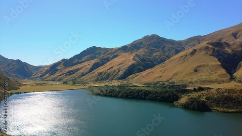Moke Lake near Queenstown on New Zealand's South Island - aerial view photo