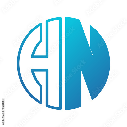 Letters HN in a Circular Logo Design