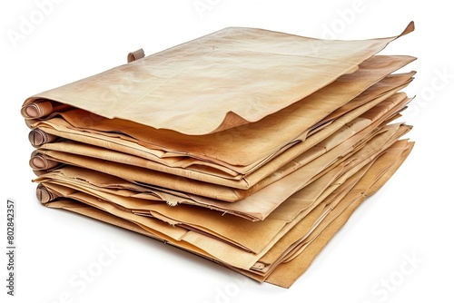 Documents stuffed in Manila folder isolated on white