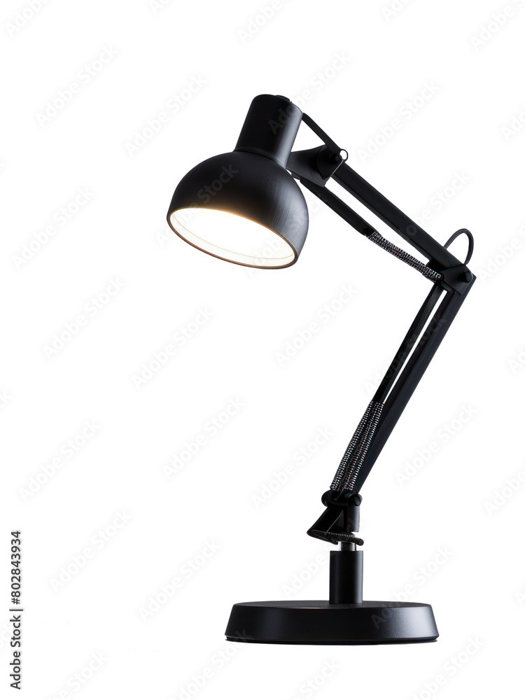 modern black table lamp, png file of isolated cutout object on transparent background.