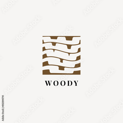 wavy abstract woody logo in vector style