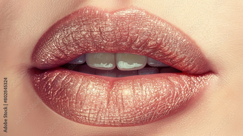 Obraz premium close up of beautiful woman lips isolated with lip glossclose up of beautiful woman lips isolated with lip gloss