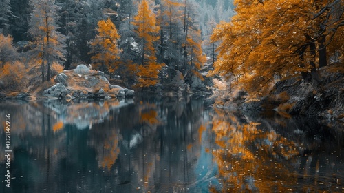 autumn leaves on the water