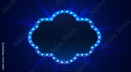 Light frame label, event bar casino, show signboard. Vector illustration