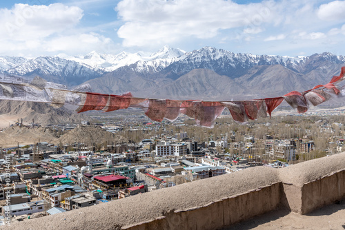 The town of Leh as seen from the Leh Palace in the Ladakh region of northern India