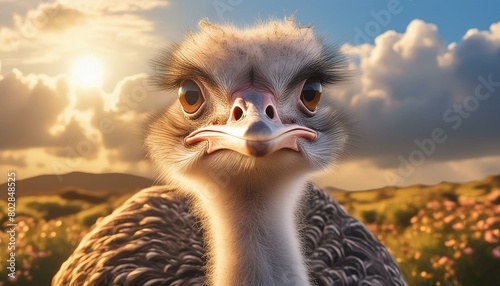 ostrich head in the sky photo