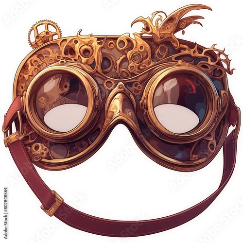 Stylish steampunk mask on a white background 2D logo