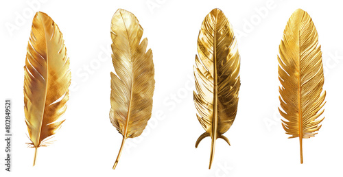 3D gold feather, An Image of Gold Feathers photo