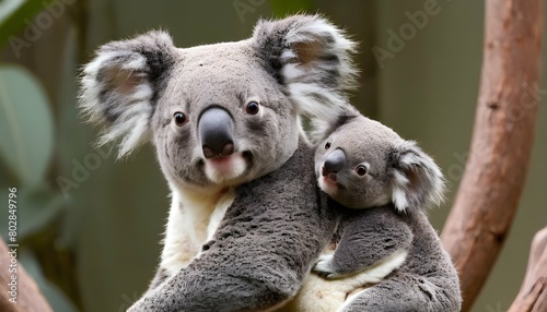 A Koala With Its Baby Clinging To Its Belly 2