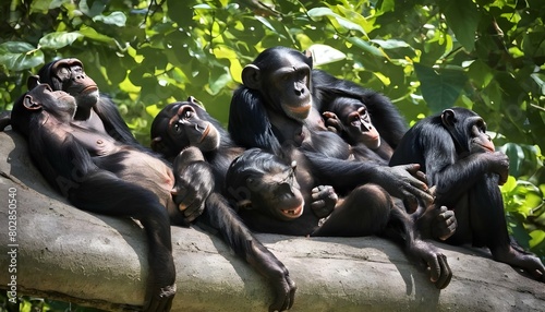 a group of chimpanzees enjoying a leisurely aftern upscaled 18 photo