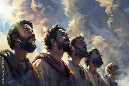 Witnessing Jesus Ascension from Above, the Ascension of Christ, the ascension of Jesus into heaven, a holiday celebrated by Christians.